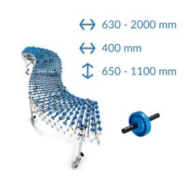 Flexibele transportband, 400 mm breed, 2000 mm lang, met transportbandwielen, uitschuifbaar