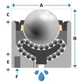 Ball Transfer Unit, 12.7 mm, Stainless steel ball, flush mounted, Omnitrack